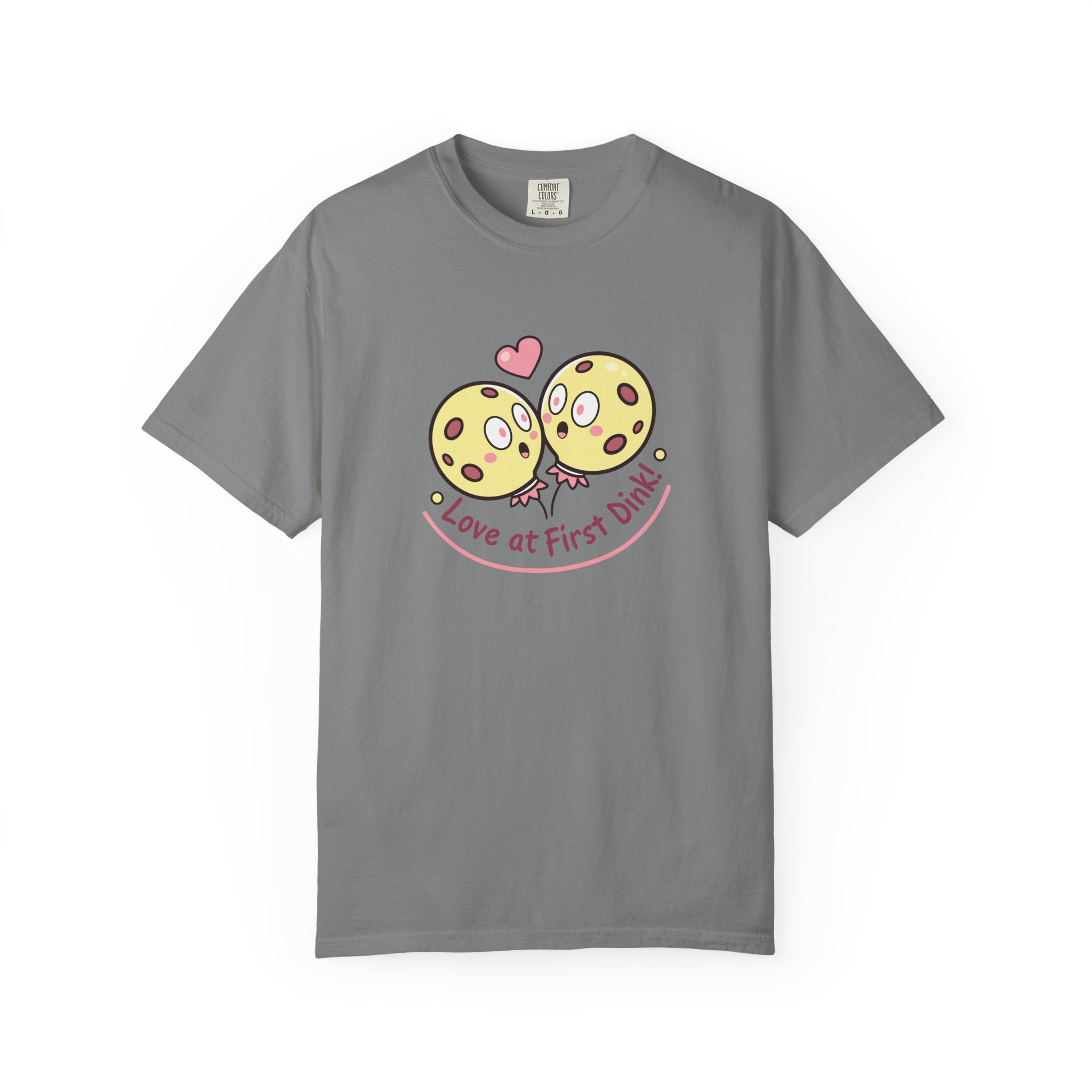 Pickleball ’Love At First Dink’ Couple T-Shirt | Funny Valentine’s Gift For Partners - Grey / S