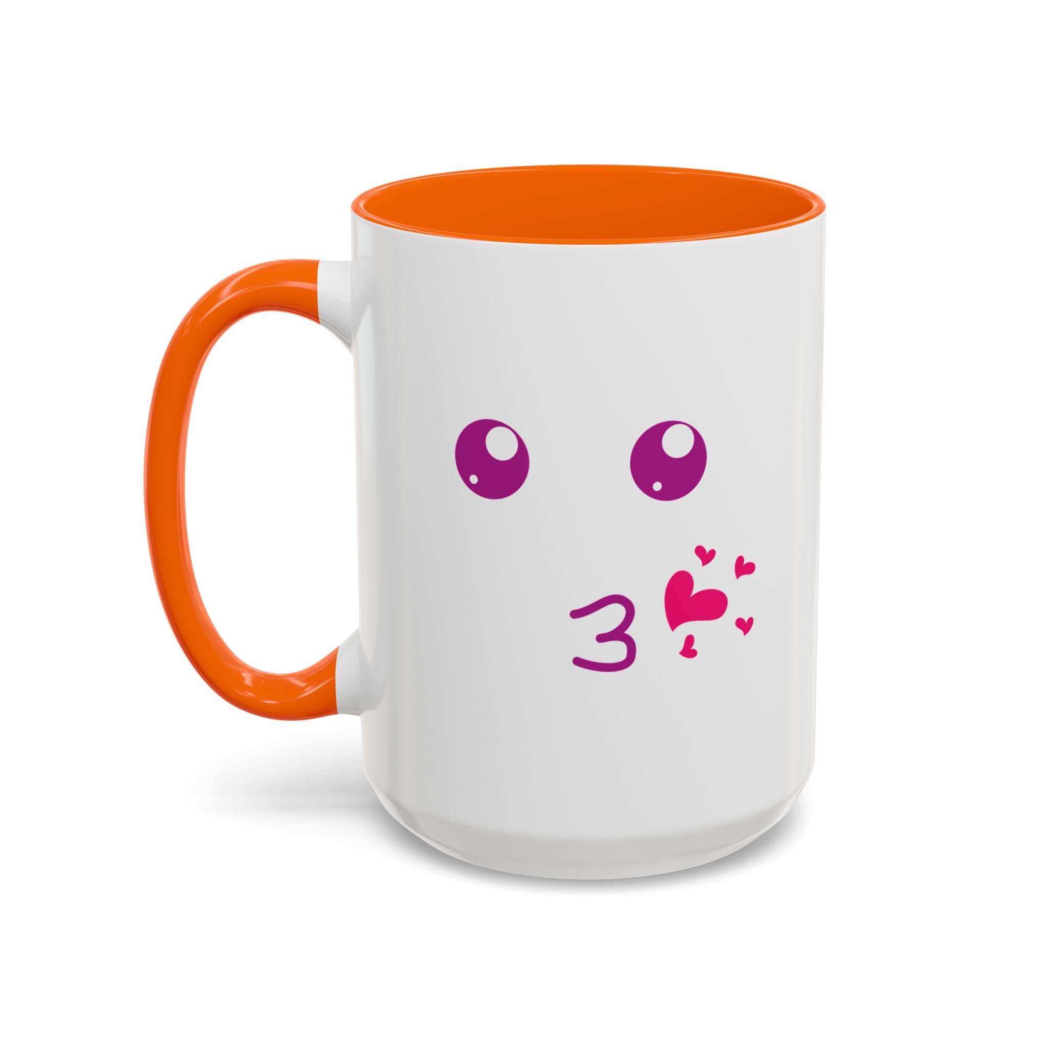 Cute Kiss Smiley Face Mug | XOXO Coffee Cup - 15oz / Orange