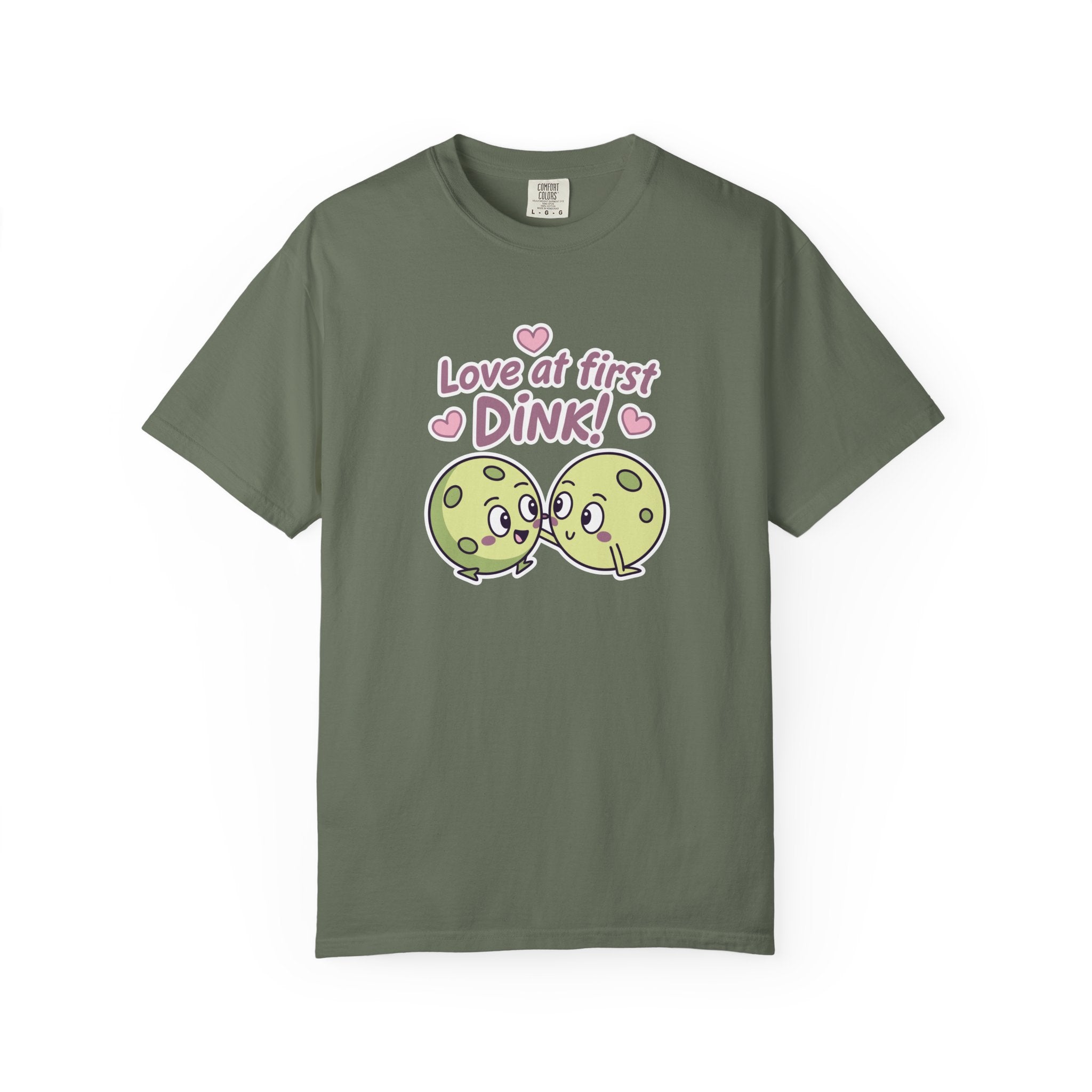 ’Love At First DINK’ Pickleball T-Shirt | Funny Couples Gift Tee - Moss / S