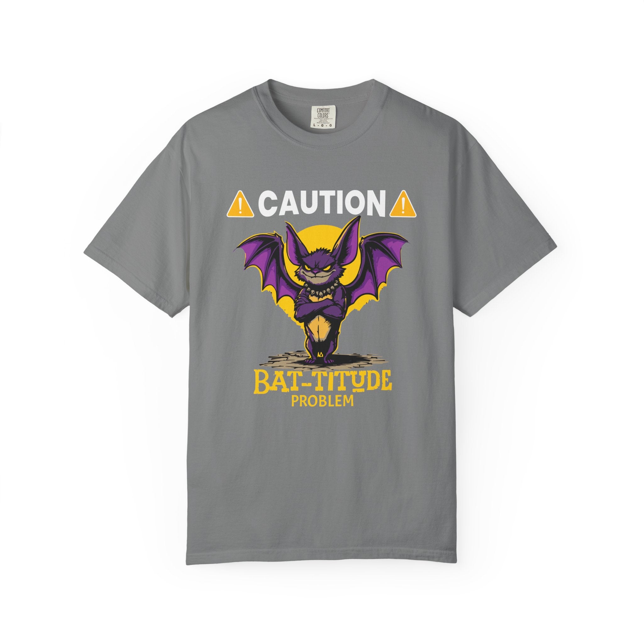 Caution: Bat-titude Problem Halloween T-Shirt - Grey / S - T-Shirt