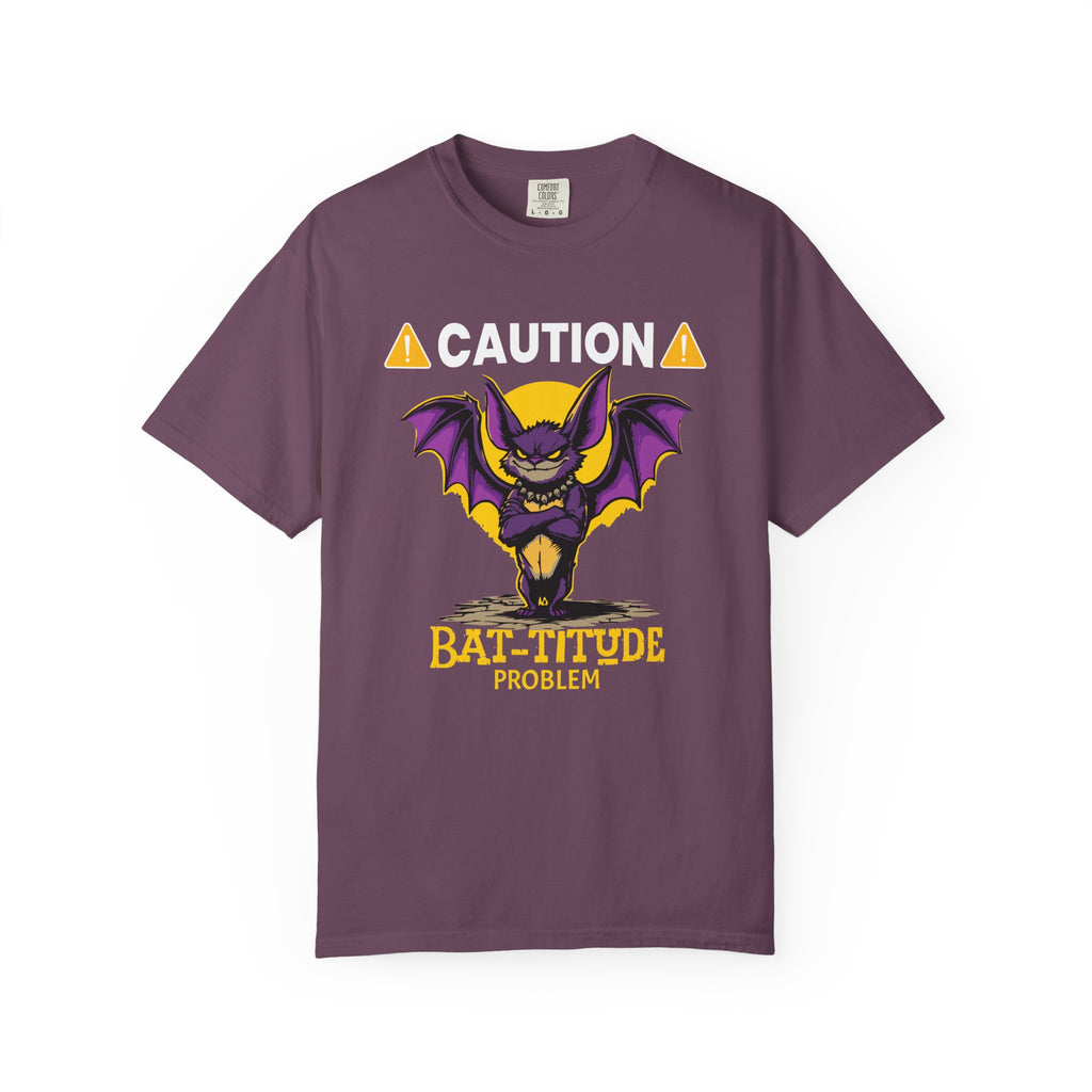 Caution: Bat-titude Problem Halloween T-Shirt - Berry / S - T-Shirt