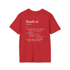 Teacher Definition T-Shirt (V4 - Back Print) - Red / S - T-Shirt