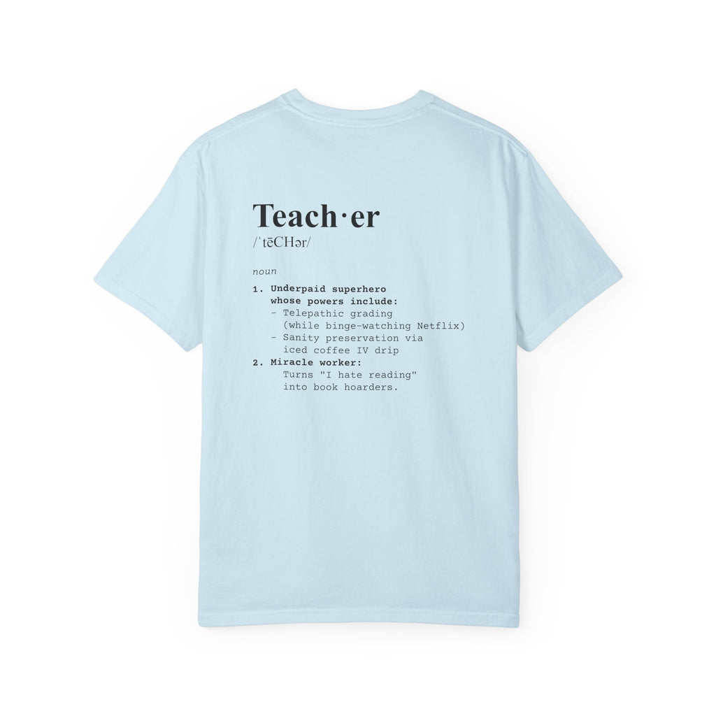 Teacher Definition T-Shirt (V1 - Back Print) - Chambray / S - T-Shirt