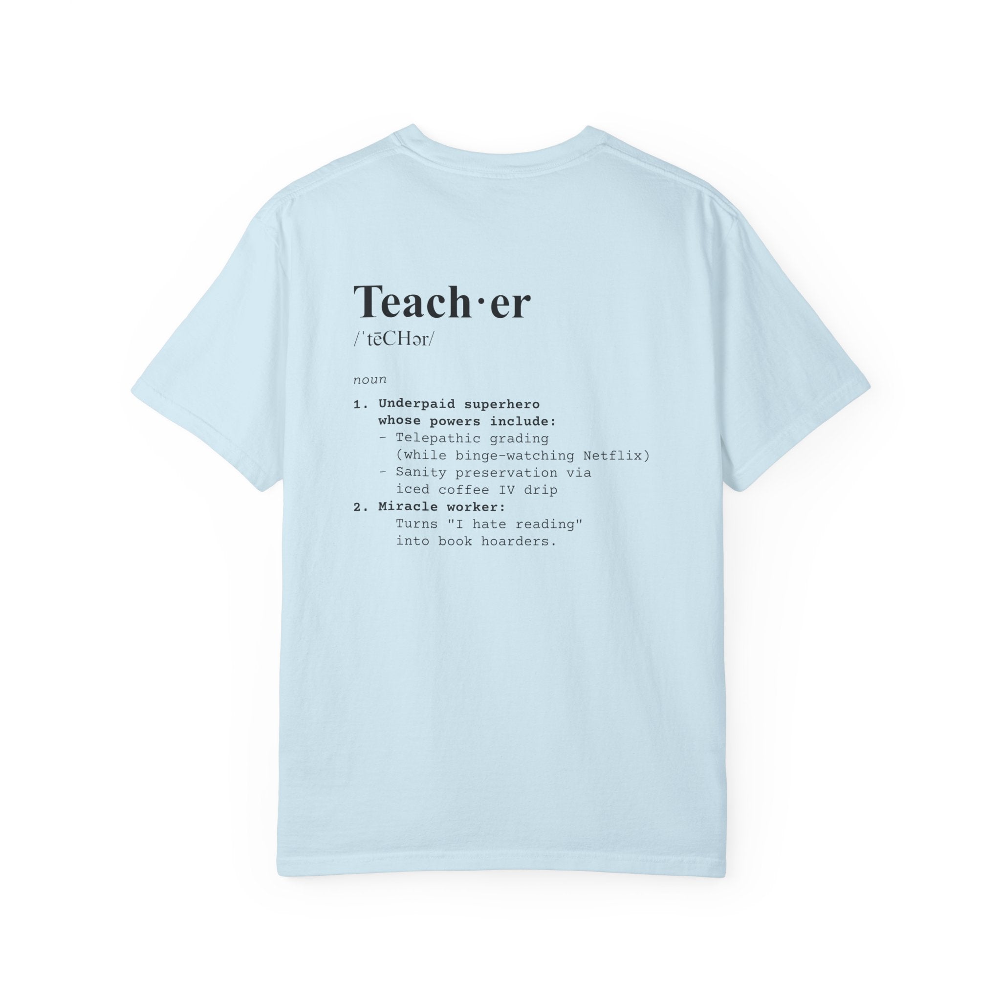 Teacher Definition T-Shirt (V1 - Back Print) - Chambray / S - T-Shirt