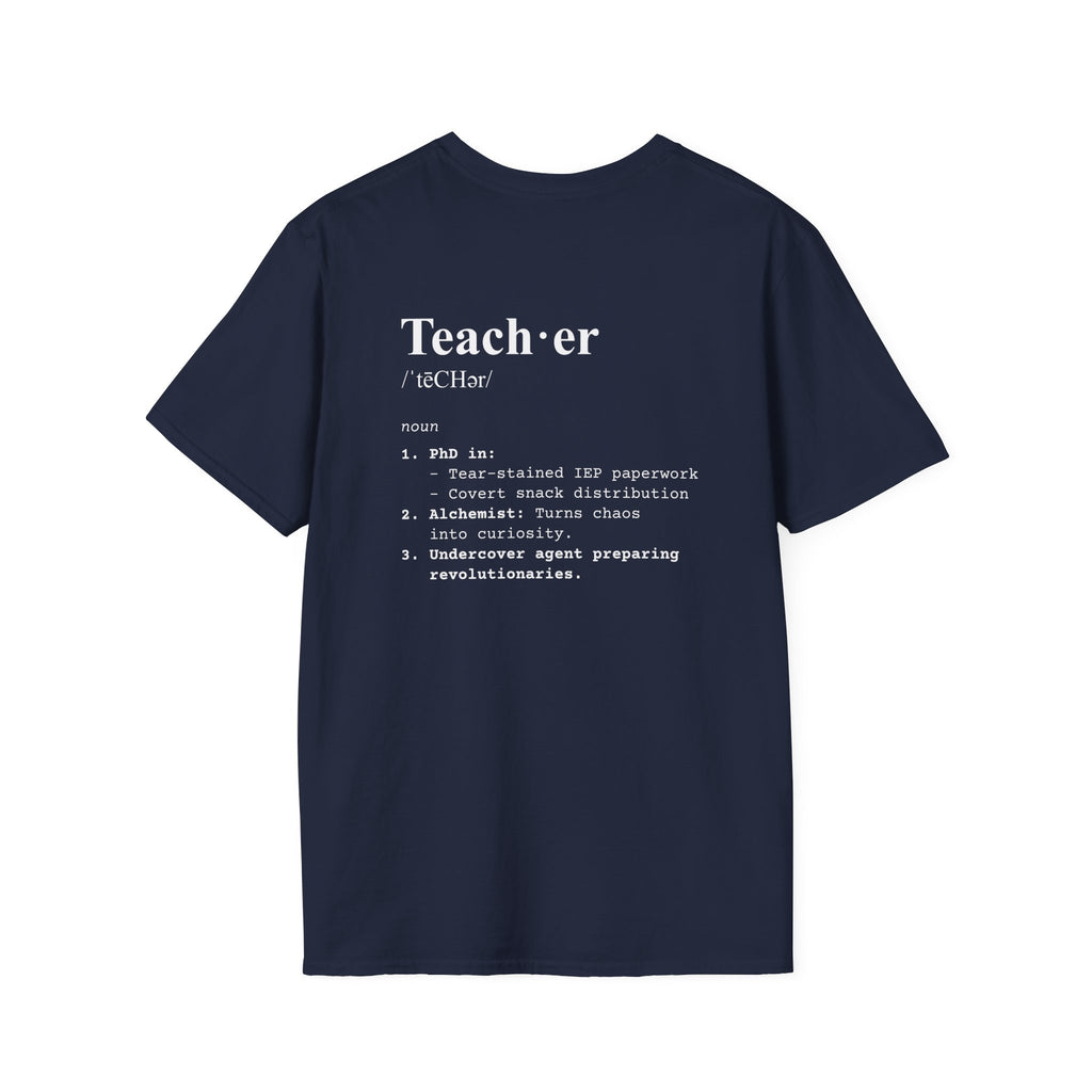 Teacher Definition T-Shirt (V5 - Back Print) - Navy / S - T-Shirt