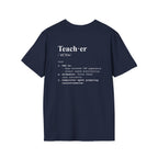 Teacher Definition T-Shirt (V5 - Back Print) - Navy / S - T-Shirt