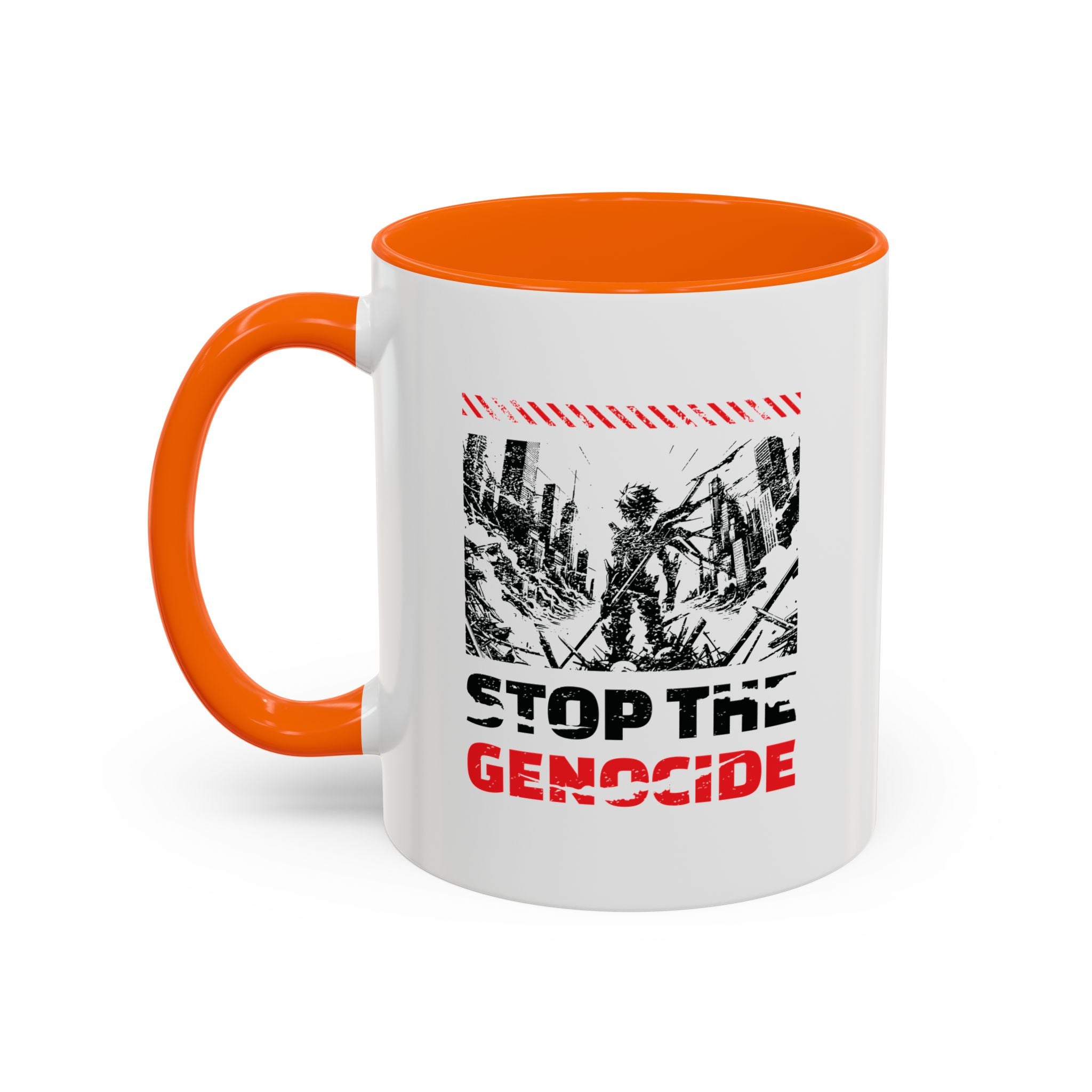 Stop the Genocide Accent Coffee Mug - 11oz / Orange