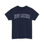 Navy blue t-shirt with 'NEW MEXICO' text on a white background