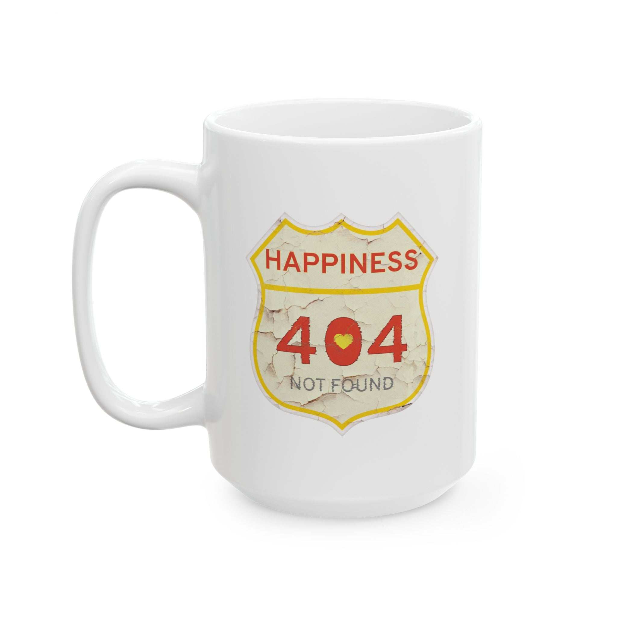 Vintage ’Happiness 404 Not Found’ Ceramic Mug 11oz & 15oz