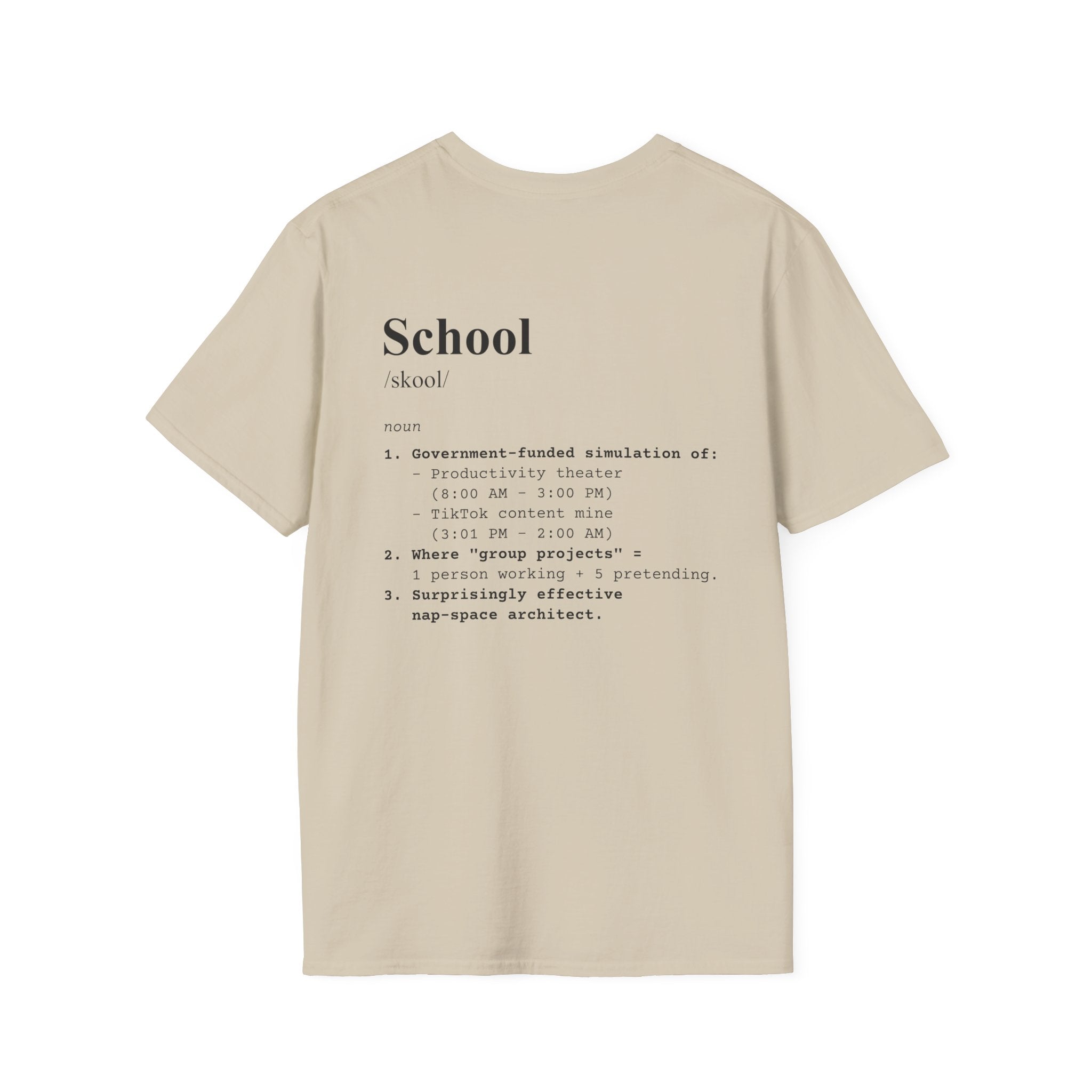 School Definition T-Shirt (V1 - Back Print) - Sand / S - T-Shirt