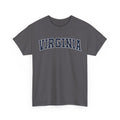 Charcoal t-shirt with 'Virginia' printed on it against a white background