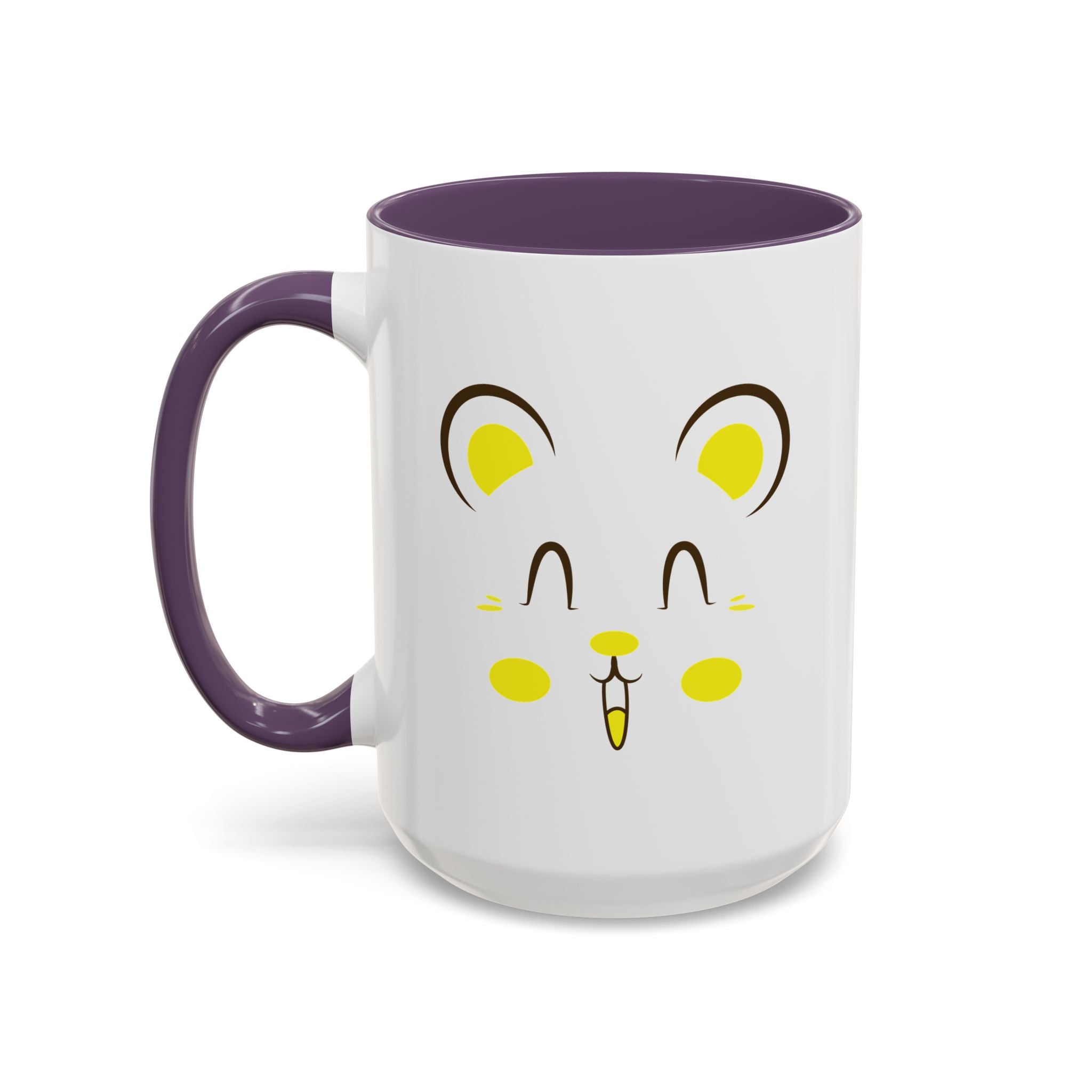 Cute Hamster Face Accent Coffee Mug - 15oz / Purple