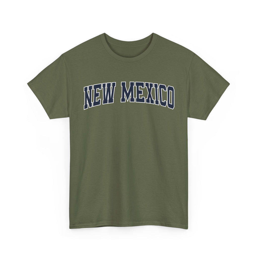 Green t-shirt with 'NEW MEXICO' text on a white background