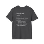 Teacher Definition T-Shirt (V4 - Back Print) - Dark Heather / S - T-Shirt