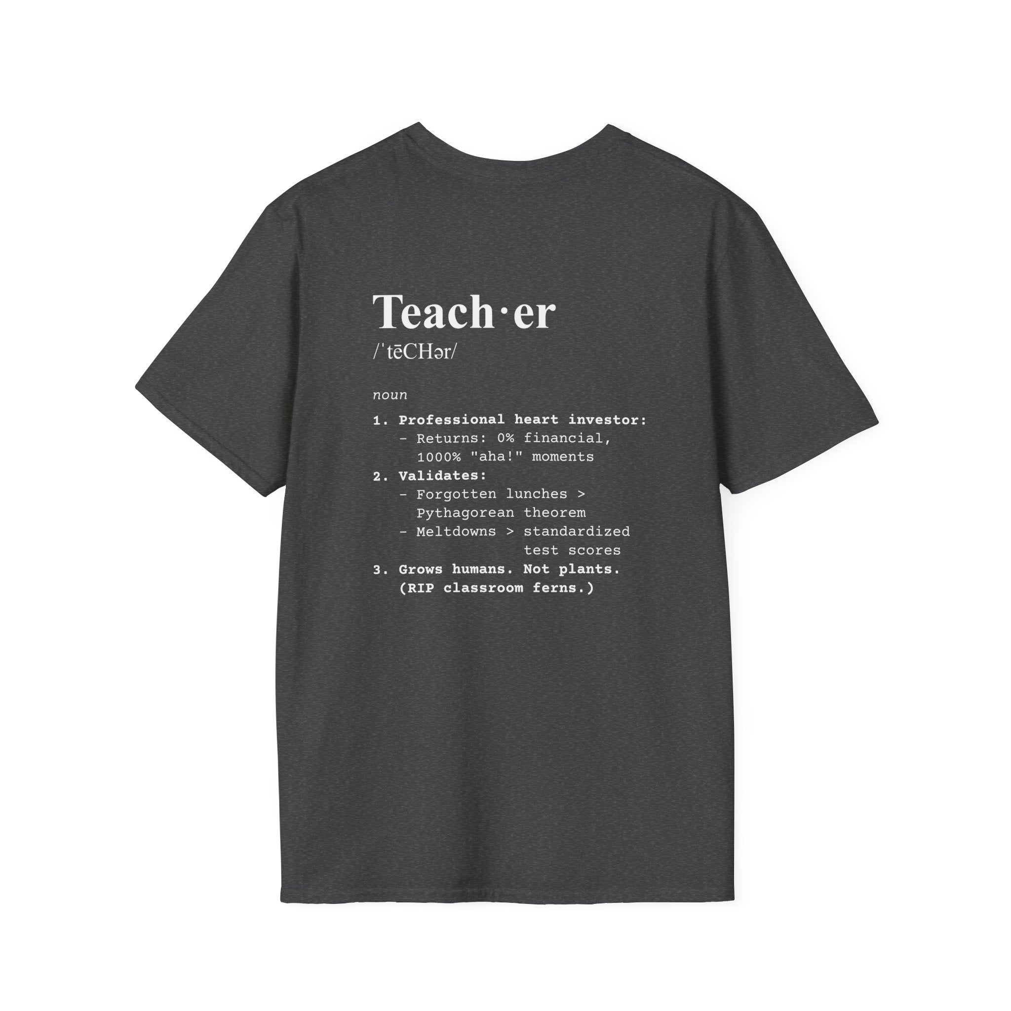 Teacher Definition T-Shirt (V4 - Back Print) - Dark Heather / S - T-Shirt
