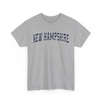 Gray t-shirt with 'NEW HAMPSHIRE' text on a white background