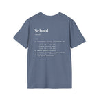 School Definition T-Shirt (V1 - Back Print) - Heather Indigo / S - T-Shirt