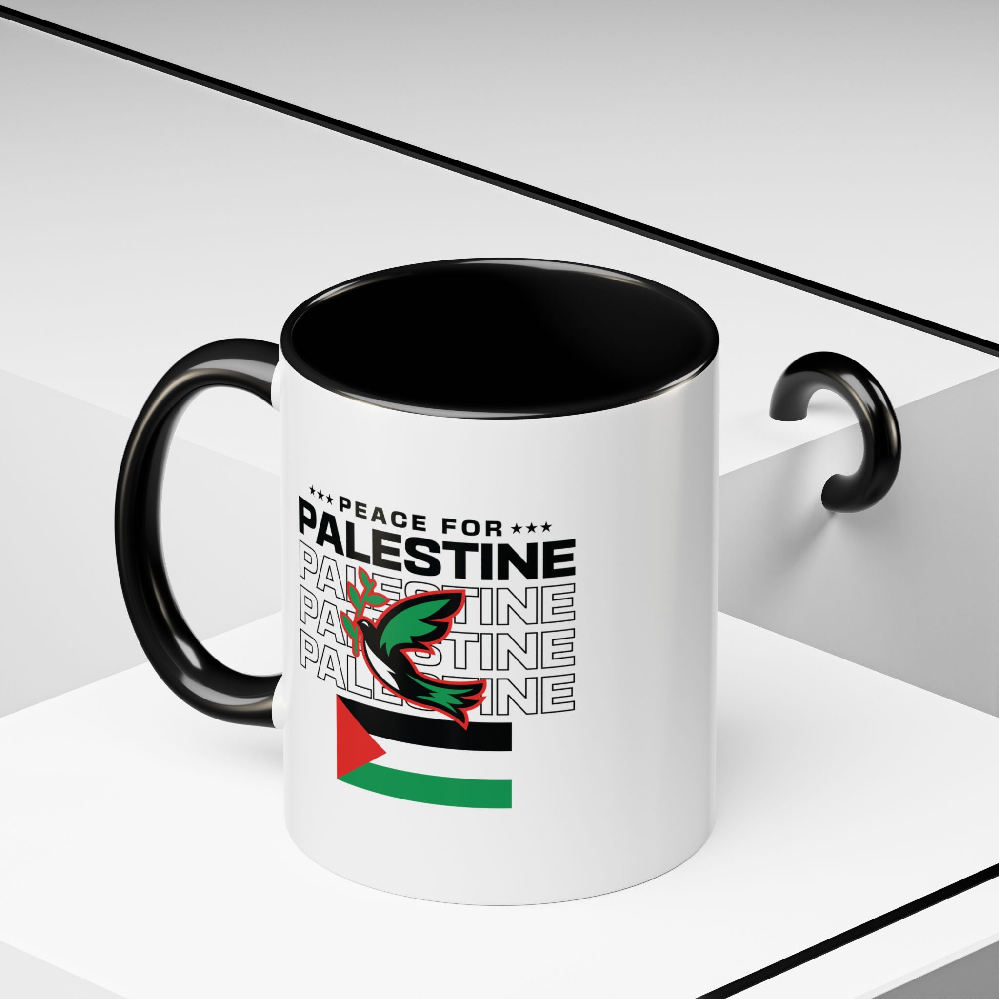 Peace for Palestine Accent Coffee Mug