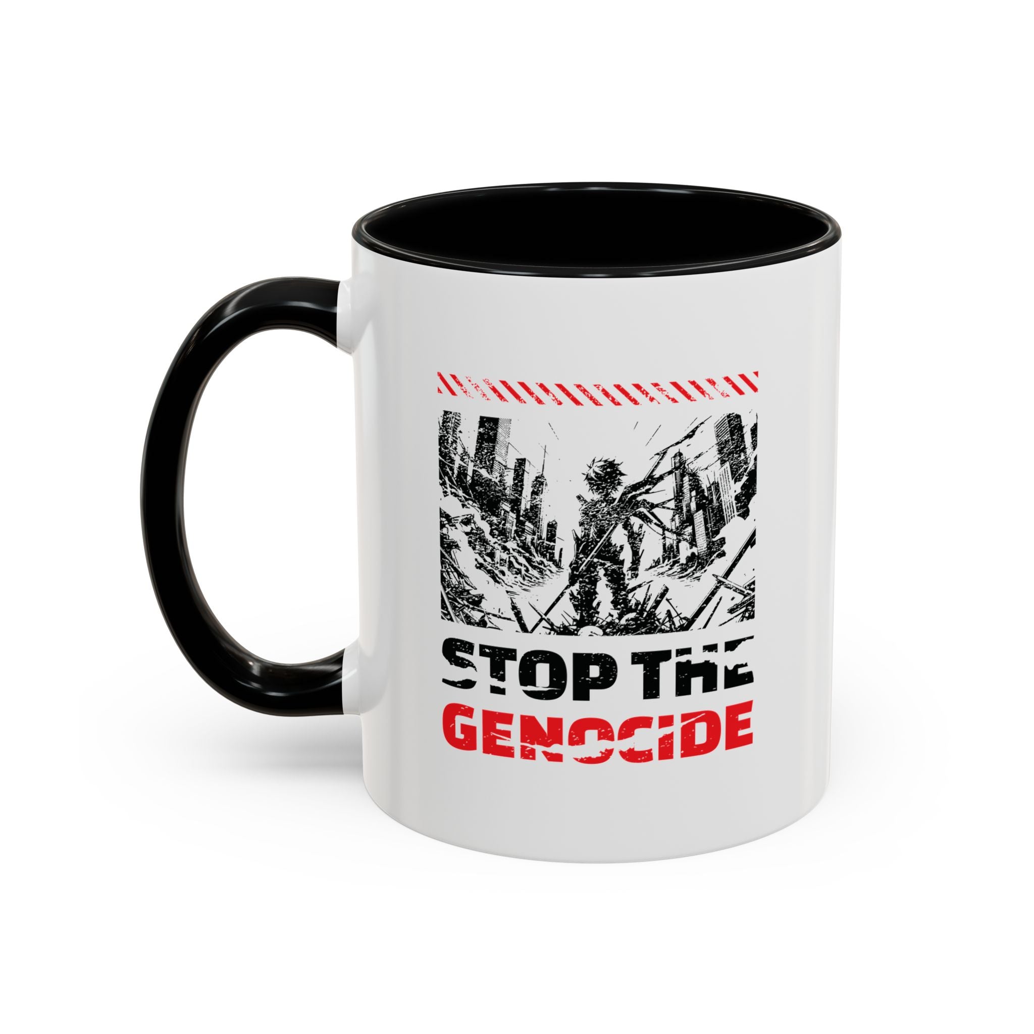 Stop the Genocide Accent Coffee Mug - 11oz / Black