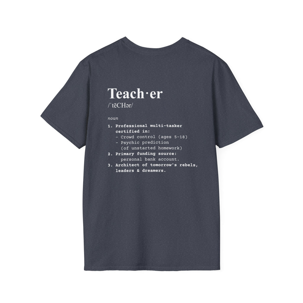 Teacher Definition T-Shirt (V2 - Back Print) - Heather Navy / S - T-Shirt