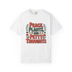 ’Peace Plants & Petty Thoughts’ T-Shirt | Funny Plant Graphic Quote Tee - White / S