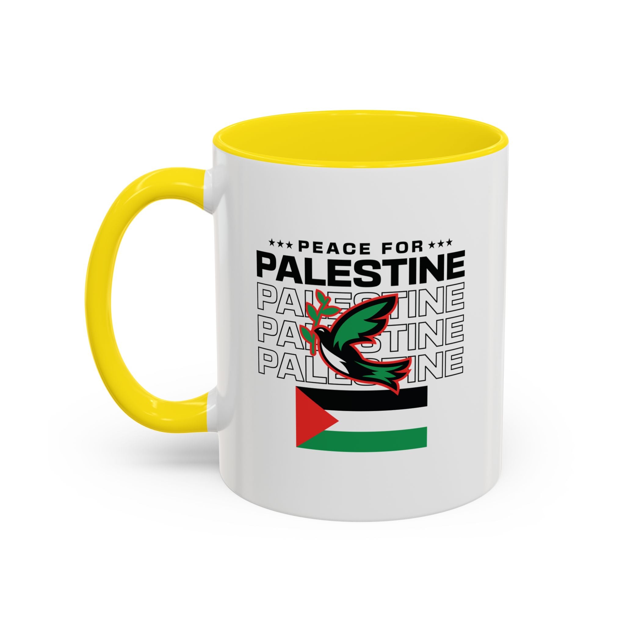 Peace for Palestine Accent Coffee Mug - 11oz / Yellow