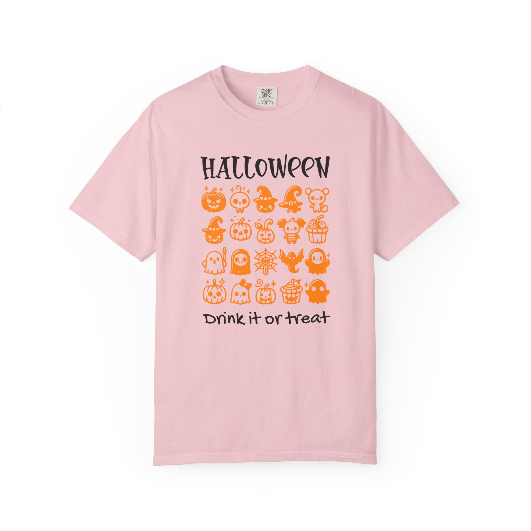 Drink It or Treat Halloween T-Shirt: Spooky Fun Graphic Tee with 25 Icon Design - Blossom / S - T-Shirt