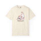 ’Meowga’ Cat Yoga T-Shirt | Cute Kitten Stretch Pose Graphic Tee - Ivory / S