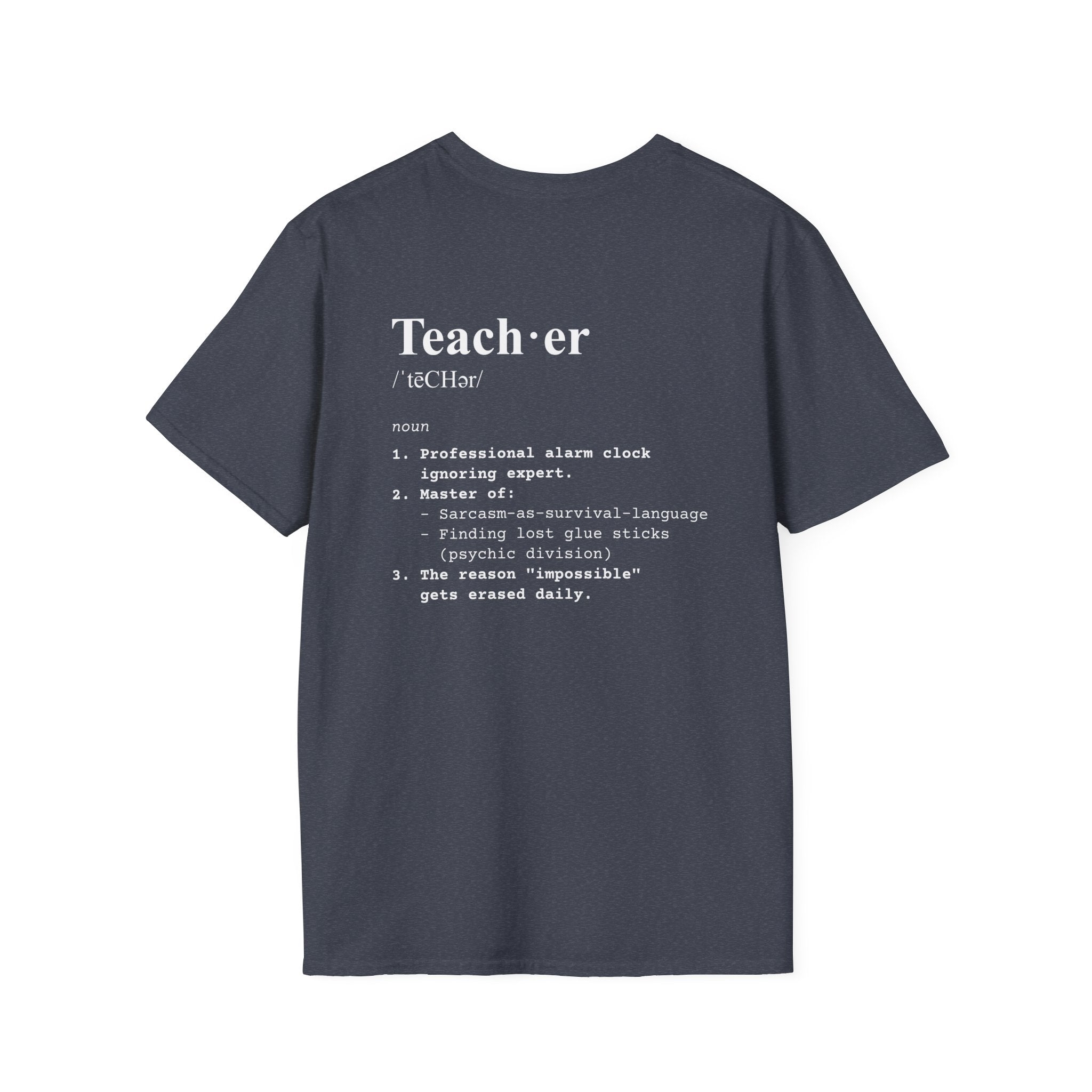 Teacher Definition T-Shirt (V3 - Back Print) - Heather Navy / S - T-Shirt