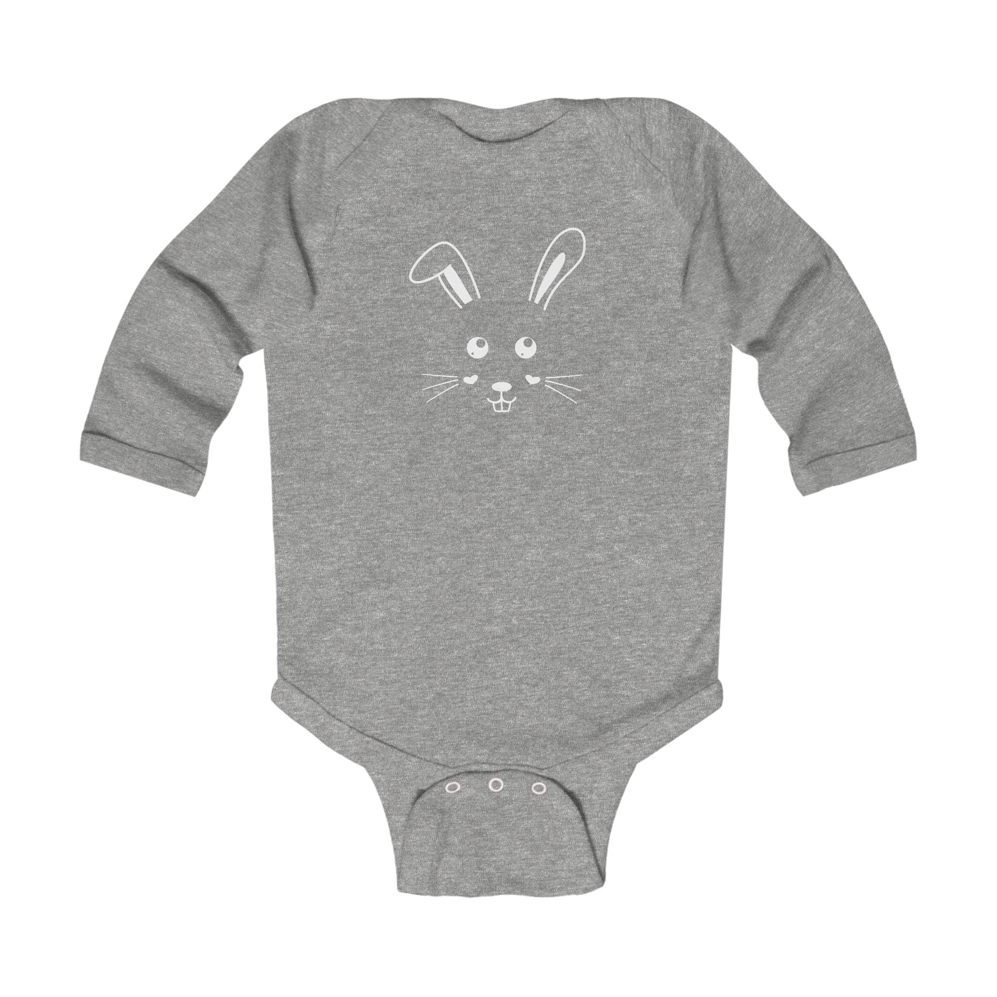 Cute Bunny Infant Long Sleeve Bodysuit - Heather / NB (0-3M) - Kids clothes