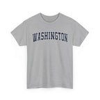 Gray t-shirt with 'WASHINGTON' printed on a white background
