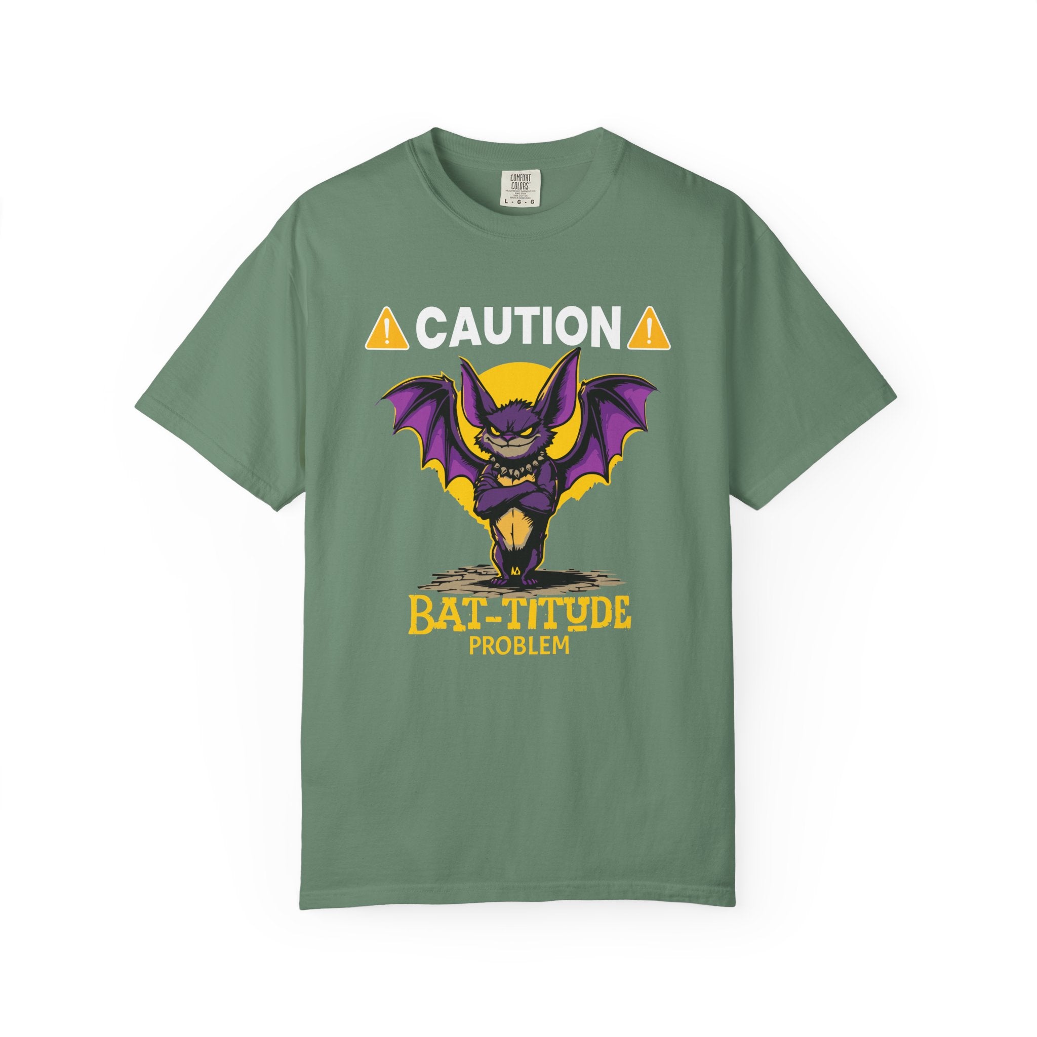 Caution: Bat-titude Problem Halloween T-Shirt - Light Green / S - T-Shirt