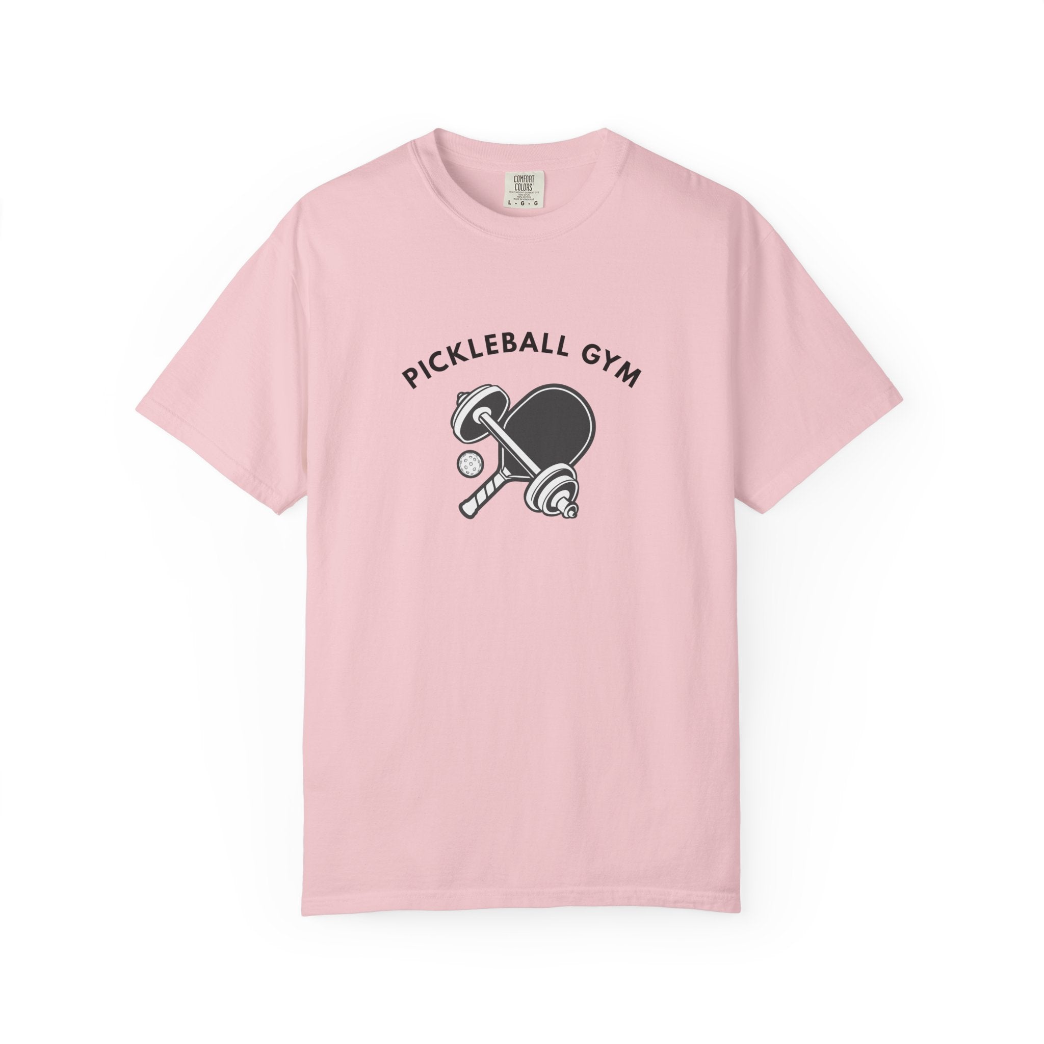 Funny Pickleball Gym T-Shirt | Paddle & Dumbbell Athletic Fitness Tee - Blossom / S