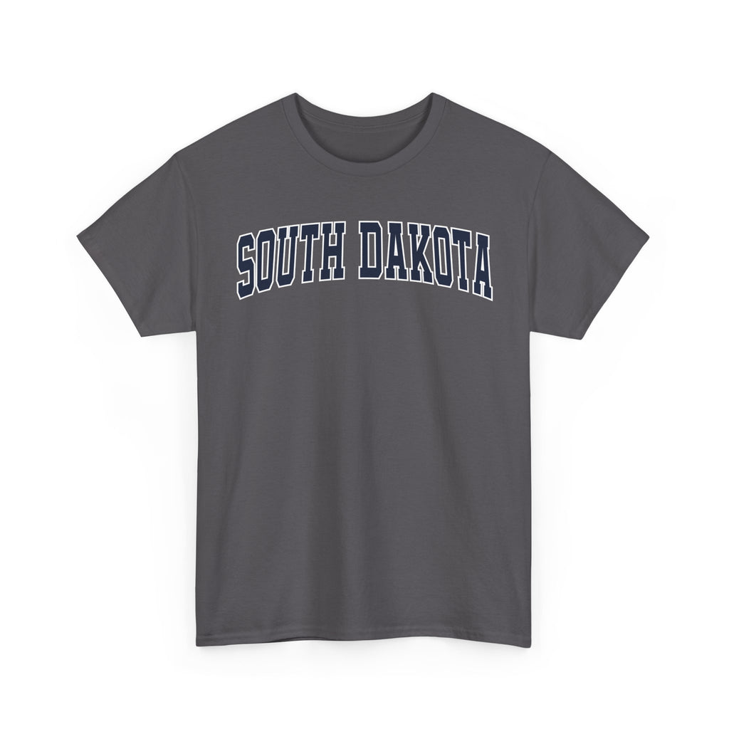 Gray t-shirt with 'SOUTH DAKOTA' text on a white background