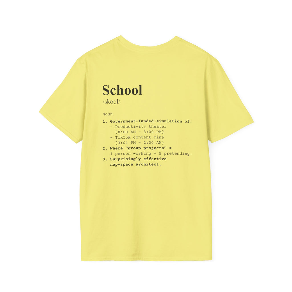 School Definition T-Shirt (V1 - Back Print) - Cornsilk / S - T-Shirt