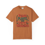 ’Peace Plants & Petty Thoughts’ T-Shirt | Funny Plant Graphic Quote Tee - Yam / S