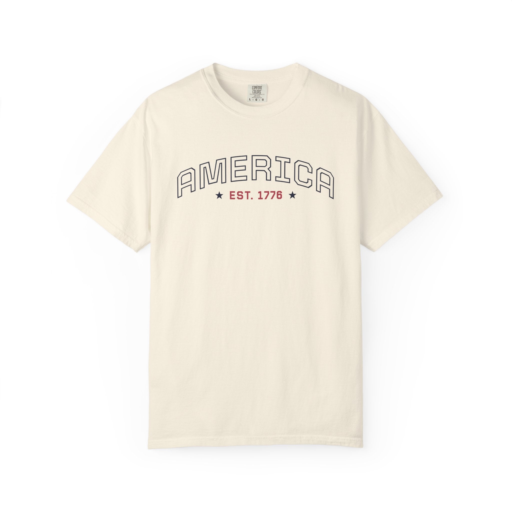 America Typography T-Shirt - Ivory / S