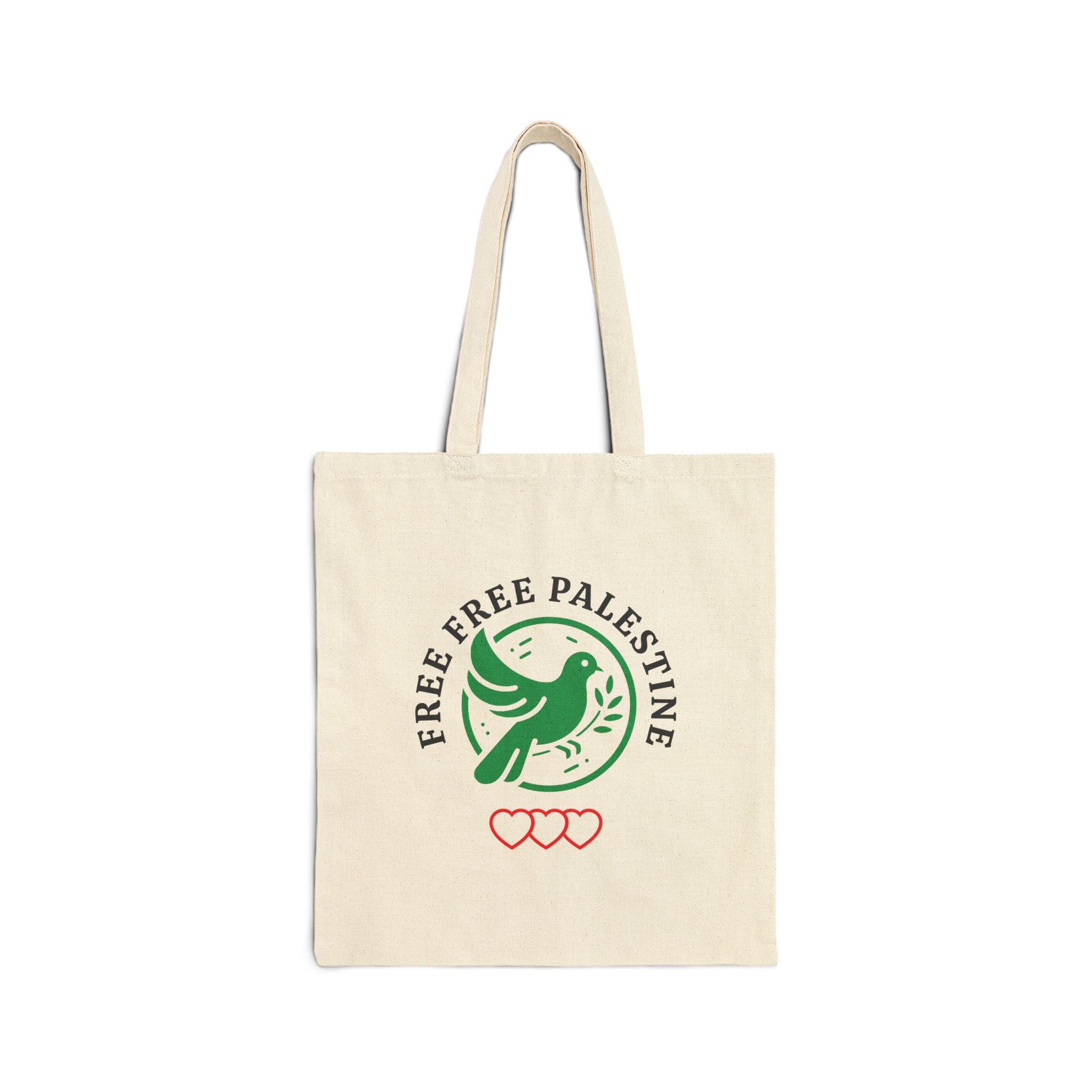 Free Palestine Cotton Canvas Tote Bag - Natural / 15’’ x 16’’ - Bags