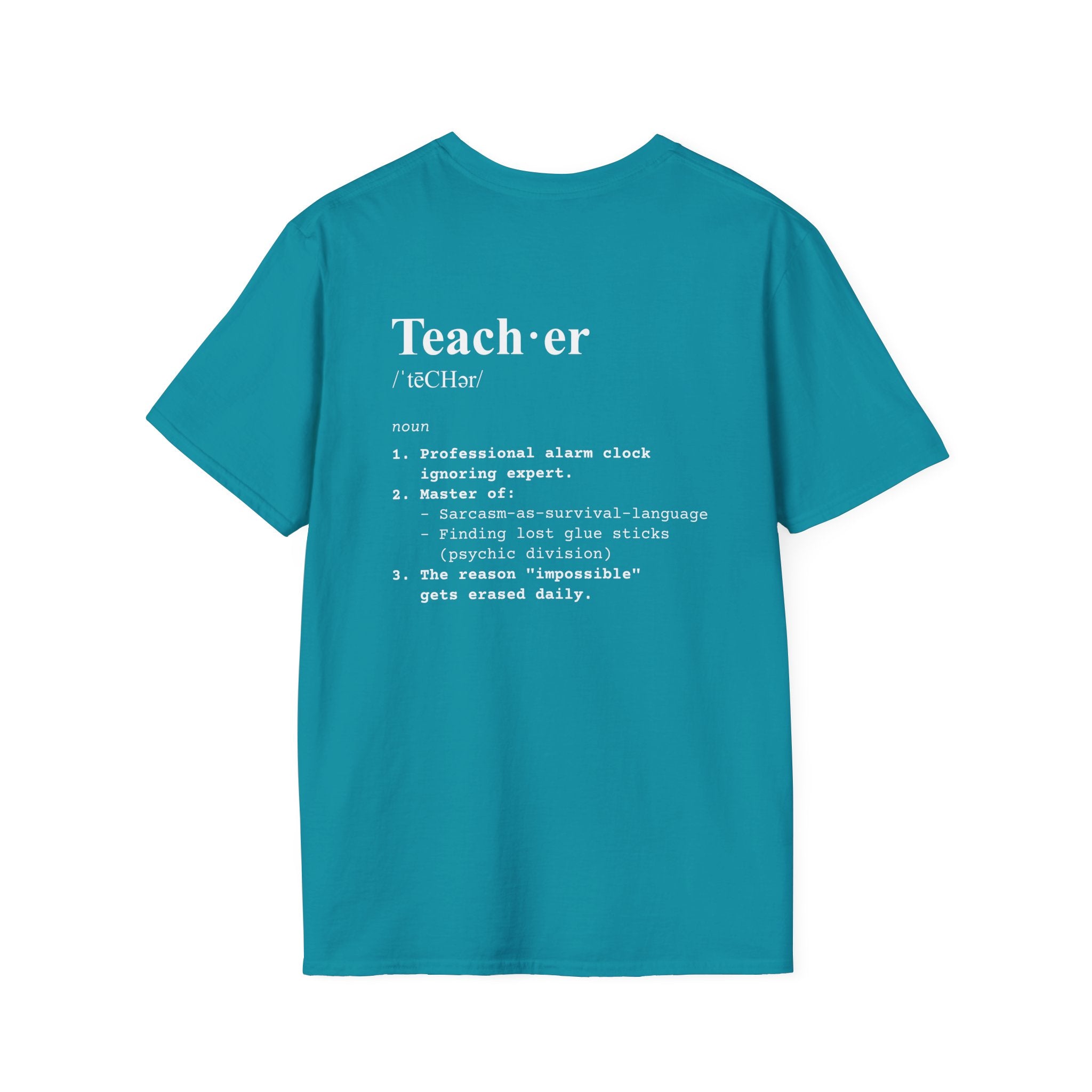 Teacher Definition T-Shirt (V3 - Back Print) - Tropical Blue / S - T-Shirt