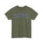 Green t-shirt with 'Kentucky' printed on it against a white background