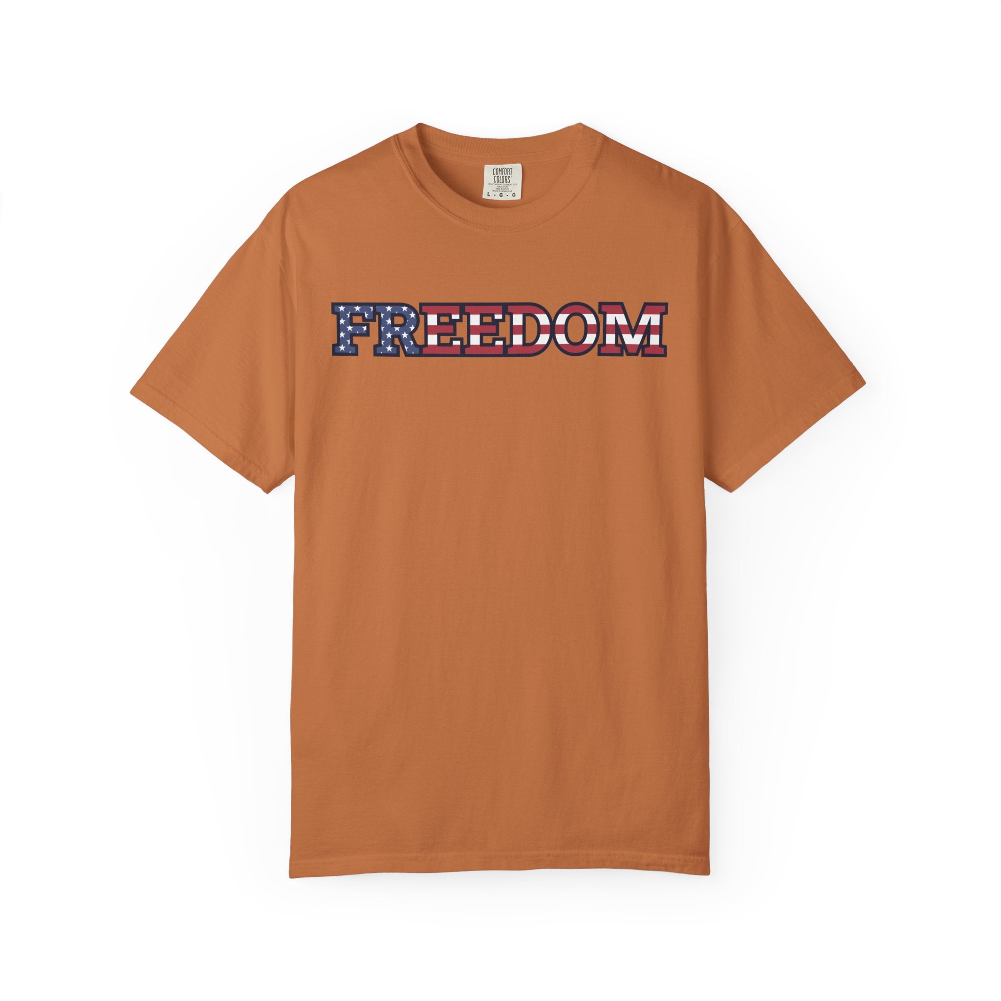 Freedom Flag Typography T-Shirt - Yam / S