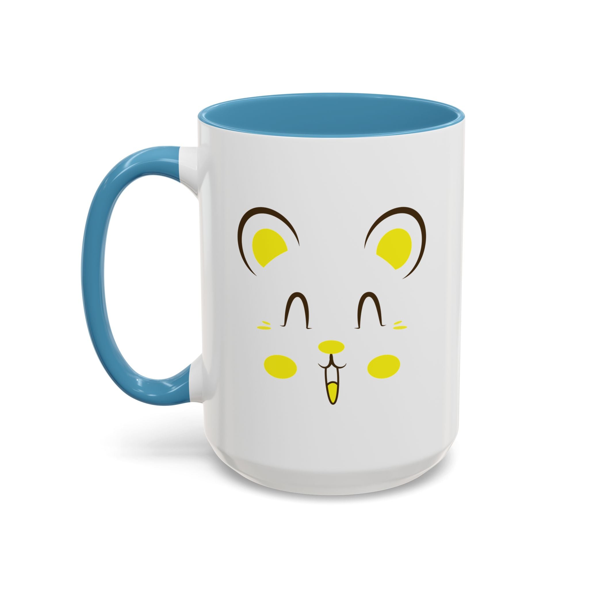 Cute Hamster Face Accent Coffee Mug - 15oz / Light Blue