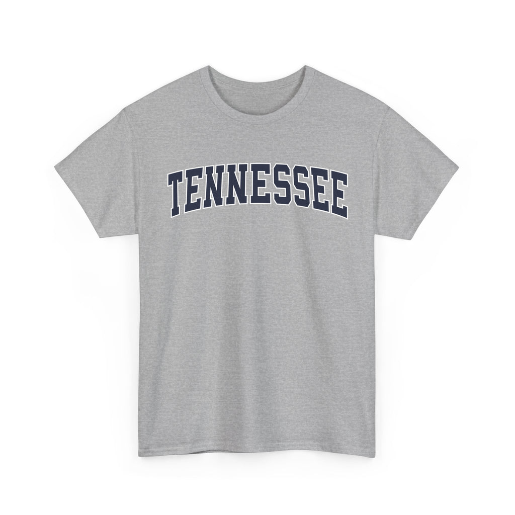 Gray t-shirt with 'TENNESSEE' printed on it against a white background