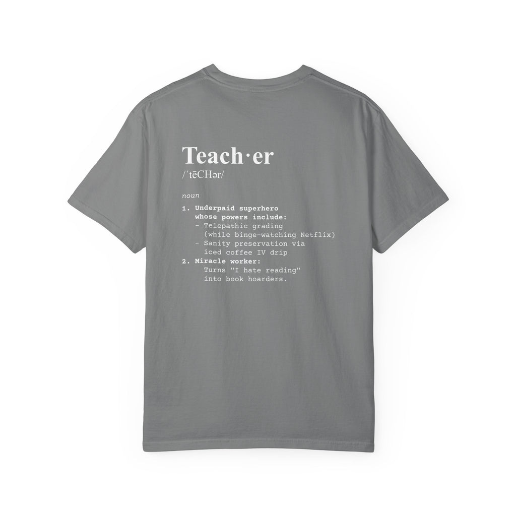 Teacher Definition T-Shirt (V1 - Back Print) - Grey / S - T-Shirt
