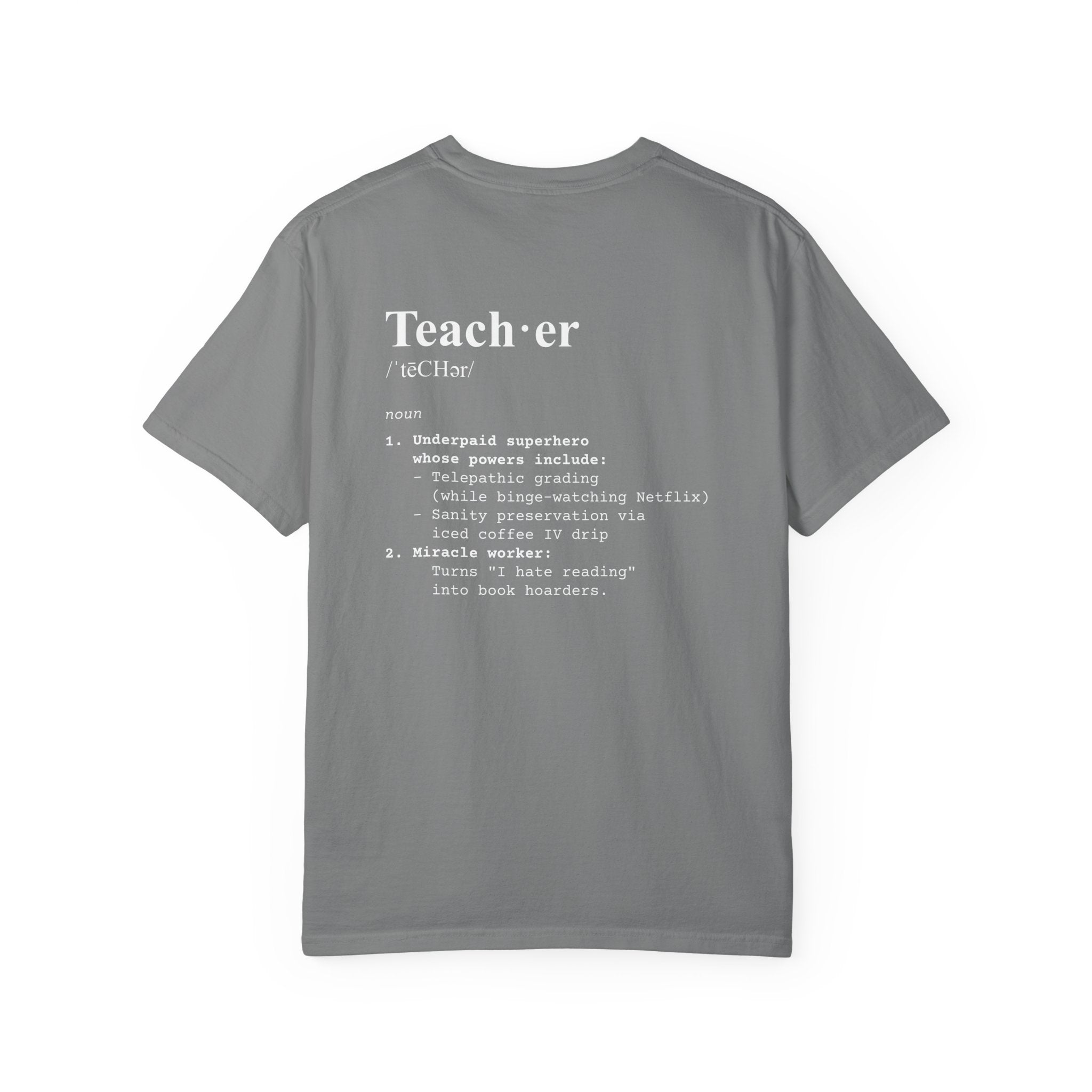 Teacher Definition T-Shirt (V1 - Back Print) - Grey / S - T-Shirt