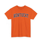 Orange t-shirt with 'Kentucky' printed on it against a white background