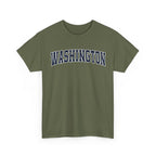 Green t-shirt with 'WASHINGTON' text on a white background