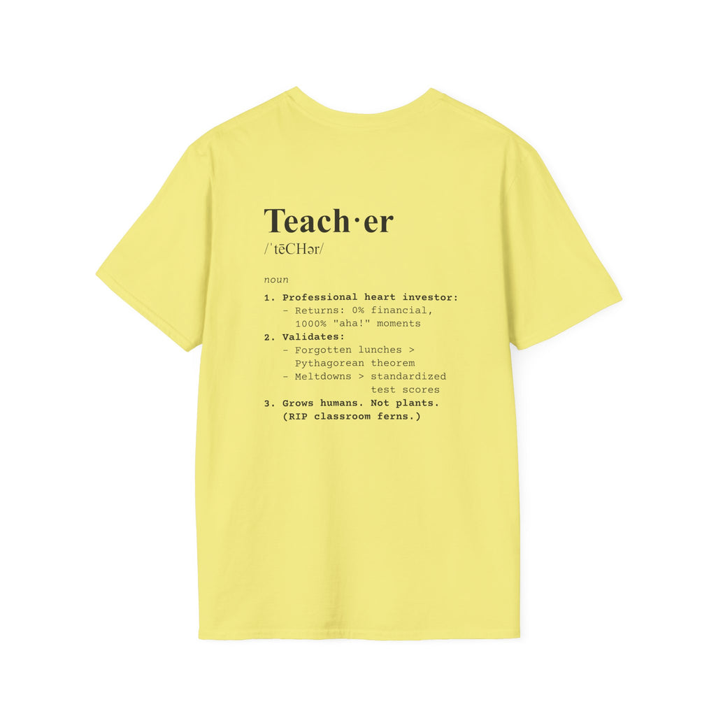 Teacher Definition T-Shirt (V4 - Back Print) - Cornsilk / S - T-Shirt