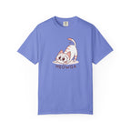 ’Meowga’ Cat Yoga T-Shirt | Cute Kitten Stretch Pose Graphic Tee - Flo Blue / S