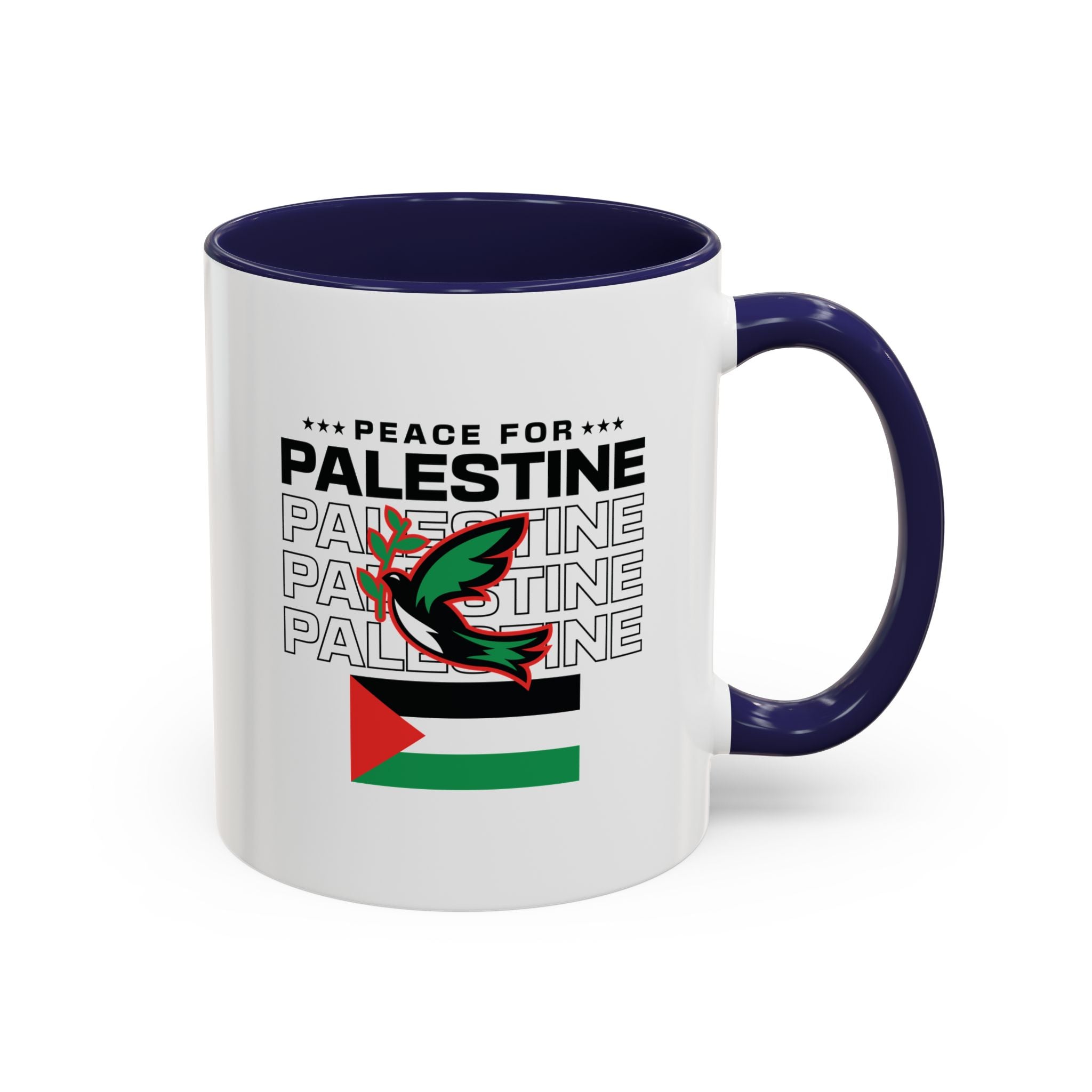 Peace for Palestine Accent Coffee Mug